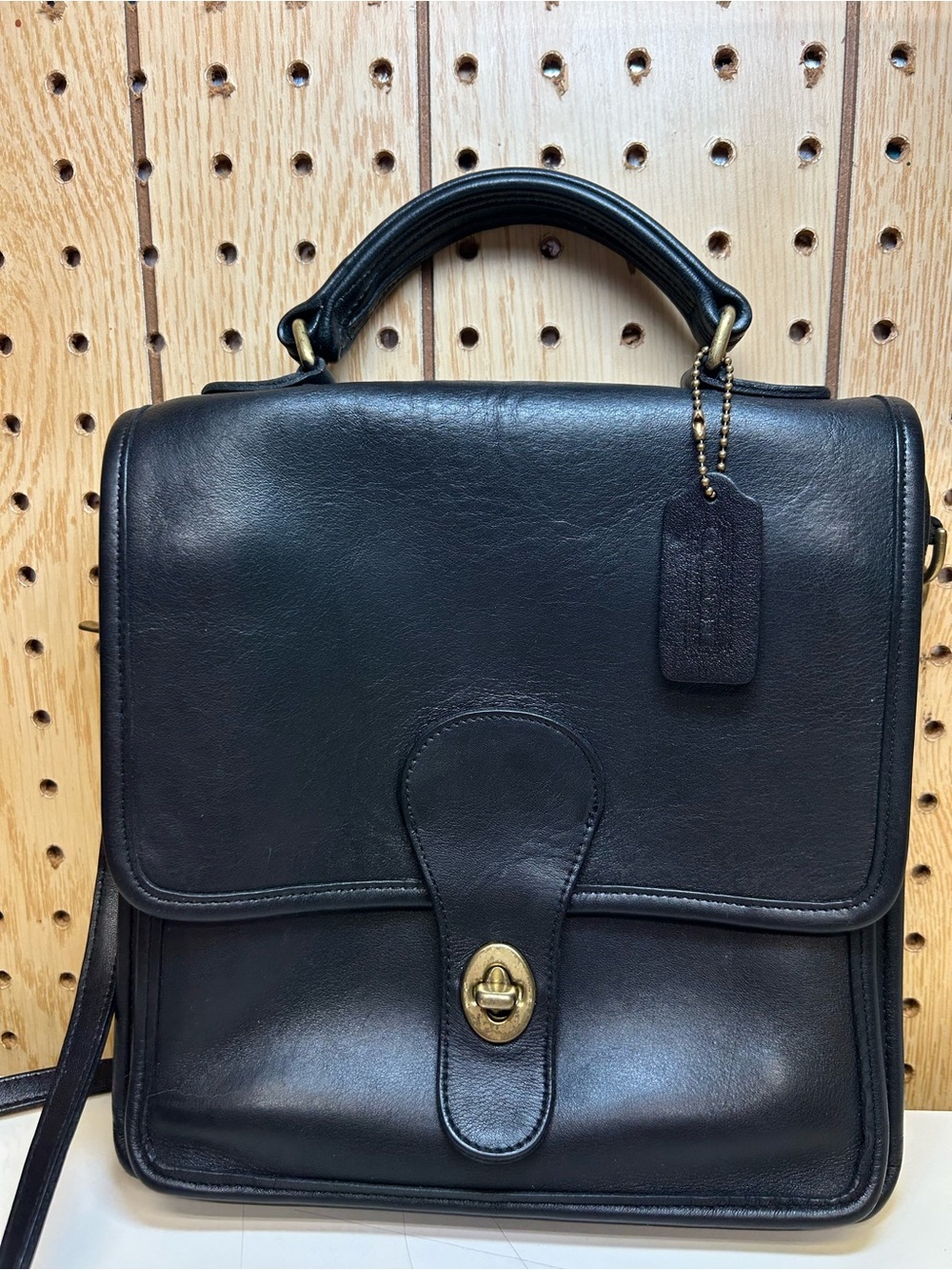 Coach Black Leather Top-Handle Briefcase with Gold Turn-Lock - Picture 1 of 13